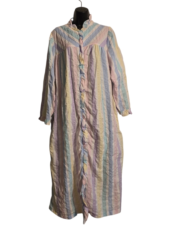 Saybury Other - Vintage Pastel Multi-Stripe Ruffled Robe Women's Pastel Stripe